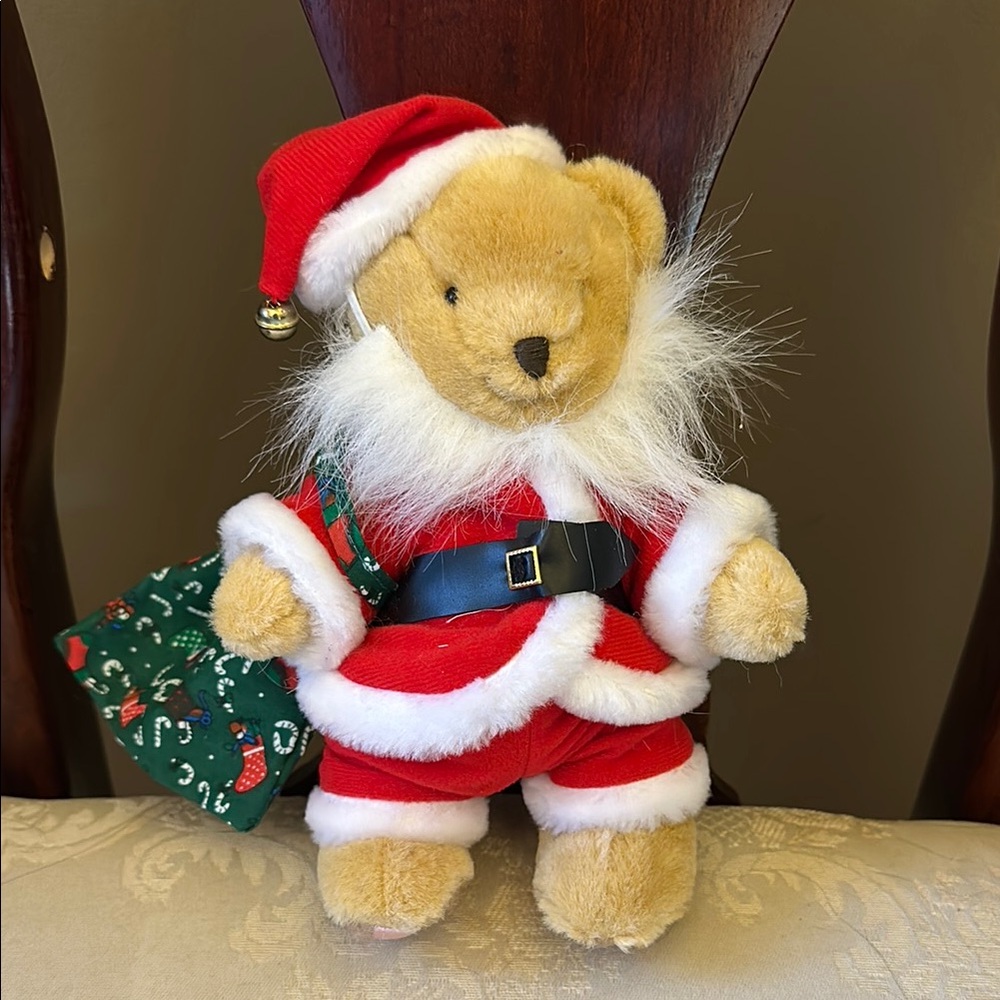 Madame Alexander jointed Santa teddy bear with removable clothing